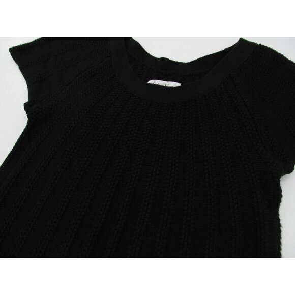 Calvin Klein Ribbed Knit Dress Womens Small Black Cap Sleeve Minimalist 90s Y2K - Picture 8 of 11